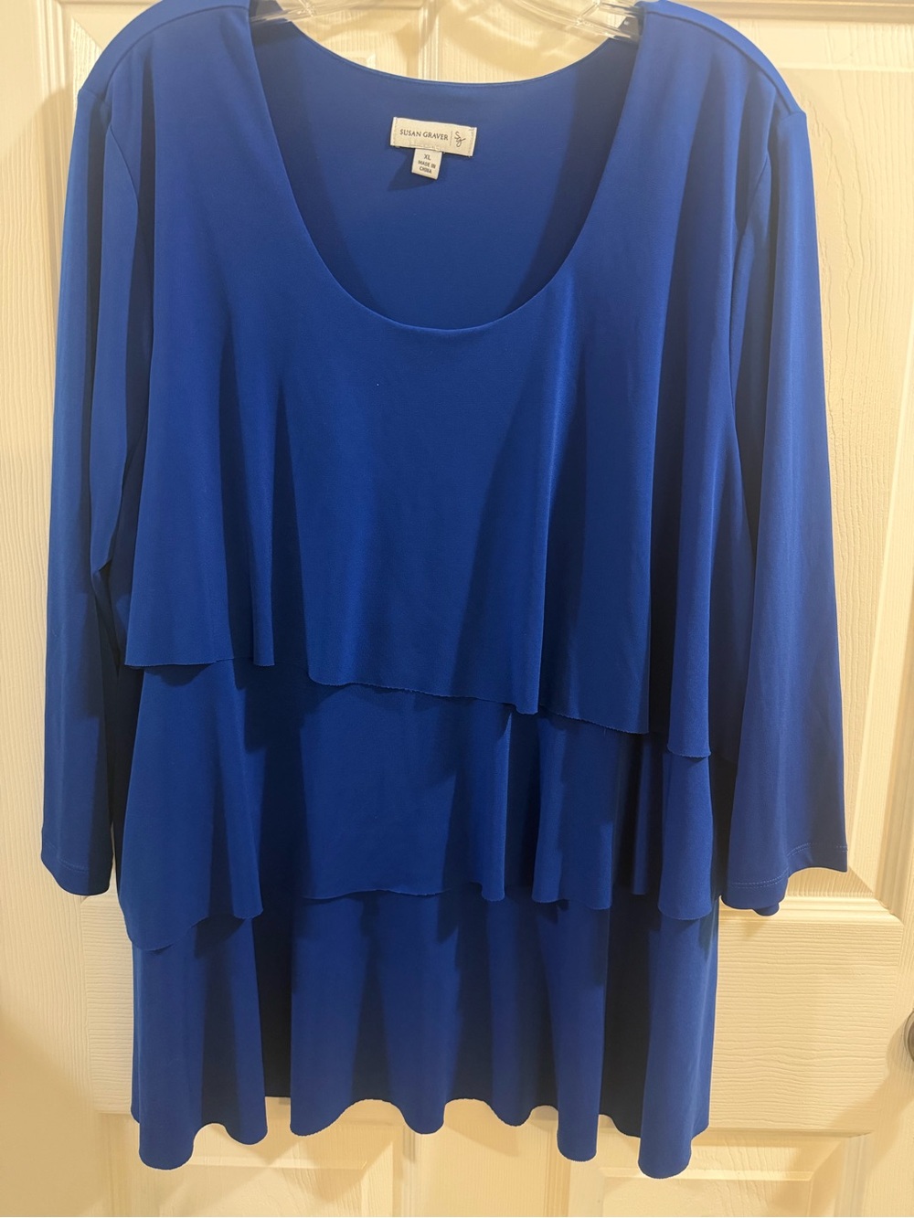 Susan Graver Royal Blue Tiered Tunic Top, Size XL